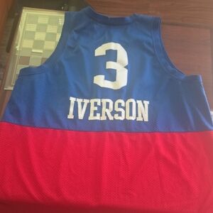 Nike Blue and Red Iverson Jersey
